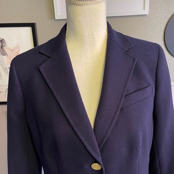 Talbots Classic Navy Blue Notched Collar Blazer 6 - Picture 8 of 12